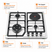 Cuisinière multifonction gaz et électrique, tête de combustion en acier inoxydable, allumage électronique, compatible gaz, classe d'efficacité énergétique 3200W