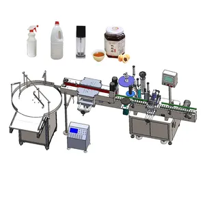 Full Auto Rotary Peanut Butter Bottle Spices Jar Labeling Machine Plastic Wine Bottle Label Fixing Machine by Plastic Attachment