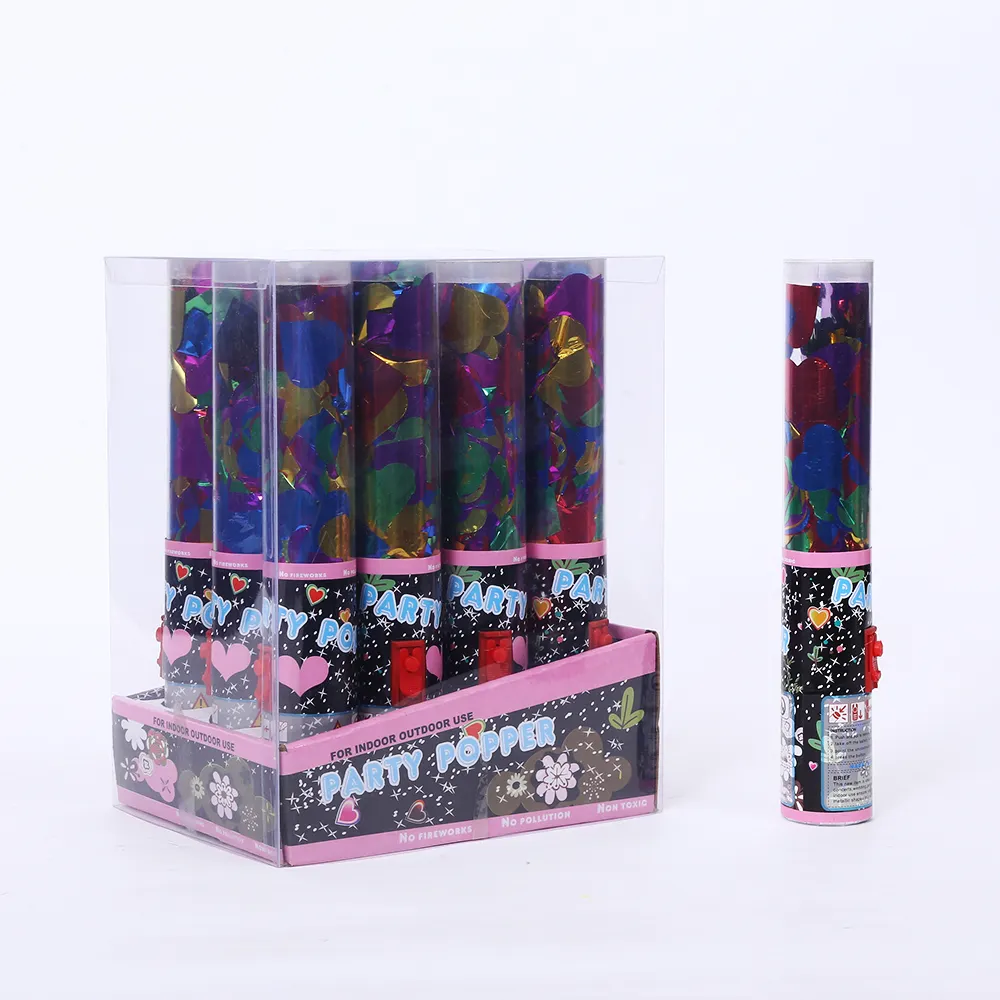 Transparenter Tube Party Popper Bunter metallischer Konfetti-Shooter, perfekt für Geschenke zum Valentinstag
