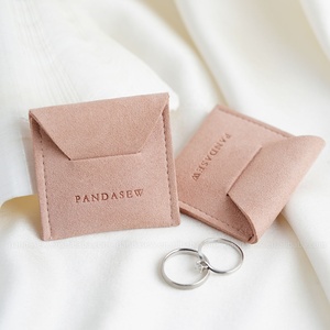 PandaSew High Quality Luxury 1.4mm <b>Thick</b> Microfiber <b>Ring</b> Necklace Earrings Gift Packaging Jewelry Pouch with Custom Logo - Product Image 6