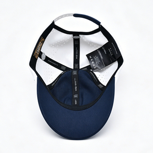 Casquette de golf et de baseball perforée blanche marine avec broderie de logo, respirante et réglable, pour hommes et femmes, en tissu standard - Product Image 4