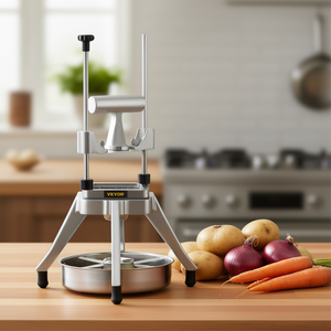 Cortador de verduras Vevor de acero inoxidable con 4 cuchillas de 1/4, 3/8 y 1/2 pulgadas, rebanador de 6 cuñas para papas fritas y cebollas - Product Image 2