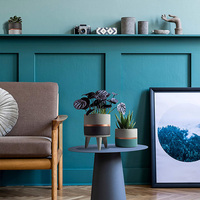 Prêts à être expédiés, pots à fleurs en ciment nordiques pour l'intérieur, décoration moderne de luxe pour la maison de haute qualité avec support en bois