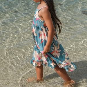 Robe de luxe en gros, imprimé hawaïen, épaules dénudées, combinaison en lin personnalisée pour filles, robe mi-longue - Product Image 5