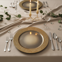 Hochwertiger 13-Zoll Luxus PP-Kunststoff Platzteller, Maßgefertigter Goldener Platzteller für Hochzeiten, Geburtstage, Dinner und Gehobene Hotels