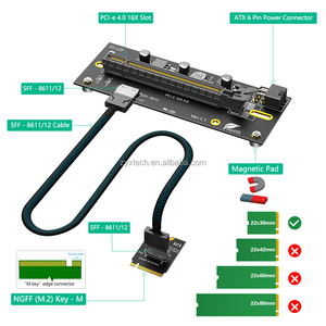 Cable de Extensión M.2 M-Key 2230~2280 <span class=keywords><strong>a</strong></span> PCI-e 4.0 X16 con Oculink SFF-8612/8611 como Tarjeta Gráfica Externa, Alimentación de ATX 6PIN 12V - Product Image 2