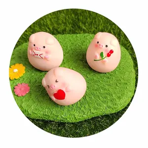 A granel 100 unids/lote figuritas de cerdo rosa en miniatura Día de San Valentín resina Mini adornos de cerdo para paisaje Hada jardín habitación DIY artesanía