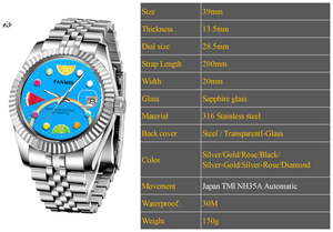 Relojes <span class=keywords><strong>Mod</strong></span> Azules con Logotipo Personalizado OEM para Hombre, con Mecanismo Mecánico Japonés NH35 y Resistencia al Agua de 100 m - Product Image 2