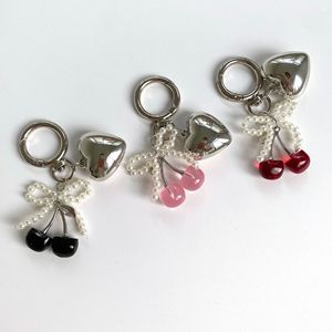 Y2K Silver Heart keychain Phone Case Pendant Keyring Women's Bag Accessories Gifts Pearl Bow <strong>Crystal</strong> Cherry Bag Charm Key chains - Product Image 2