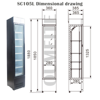 Réfrigérateur de présentation pour boissons énergisantes OUMEITE SC105L CE 105L avec porte en verre, hôtel, OEM