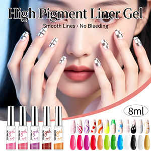 Vernis Gel UV/LED Soak-Off pour Nail Art, Peinture Liner, Pinceau Ultra Fin, Haute Pigmentation, Couleurs Vives, Longue Durée, Marque Privée, 12 Couleurs - Product Image 1
