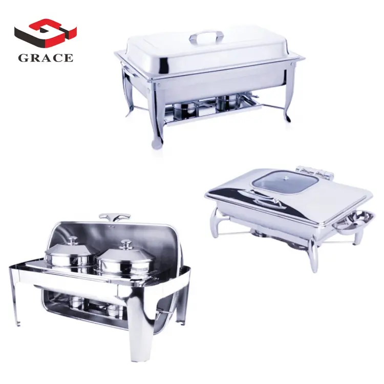 Más alto nivel Buffet Ware de acero inoxidable Chafer rozaduras plato Buffet conjunto Hotel equipo de cocina