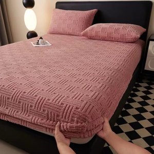 <span class=keywords><strong>Drap</strong></span>-<span class=keywords><strong>housse</strong></span> en <span class=keywords><strong>flanelle</strong></span> de velours tissé style américain, épaissi et chaud pour l'hiver, avec motif jacquard, fil écologique 600 fils - Product Image 4