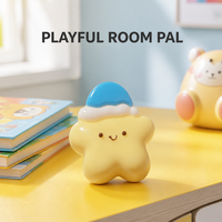 Figurine étoile souriante mignonne, corps jaune, chapeau bleu, mini taille paume, figurines cadeaux