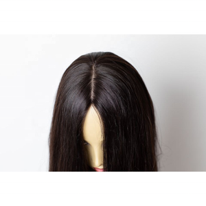 Peruca Judaica Kosher com Topo de Seda Cabelo Humano Longo 100% Virgem Europeu da Melhor Qualidade Castanho Escuro com Renda Suíça Transparente - Product Image 5