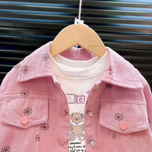Conjunto de Dos Piezas para Niña Pequeña, Estilo Casual, Primavera-Otoño, Chaqueta y Pantalones de Mezclilla con Estampado, Estilo Extranjero, Modelo D863 - Product Image 2
