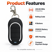 Télécommande ALUTECH AT-4N 433,92 MHz 4 boutons pour ouvre-porte de garage, transmetteur porte-clés à code d'apprentissage