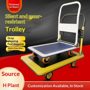 Carrito de plataforma plegable portátil con ruedas universales de acero para supermercado y almacenamiento - Product Image 1