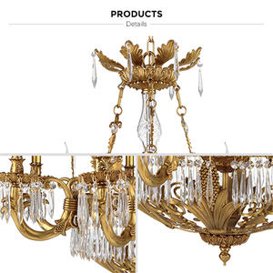 Lámpara de techo de cristal transparente K9 para comedor, luz colgante de lujo con 8 brazos de bronce para dormitorio - Product Image 6