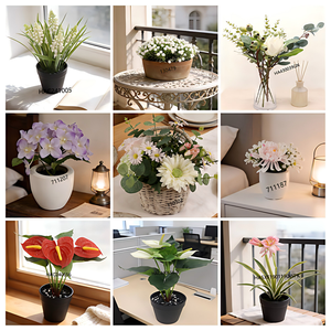 <span class=keywords><strong>Plante</strong></span> artificielle <span class=keywords><strong>Cosmos</strong></span> à 20 têtes, écologique et durable, en pot noir en plastique, pour la décoration de la maison et du bureau - Product Image 5