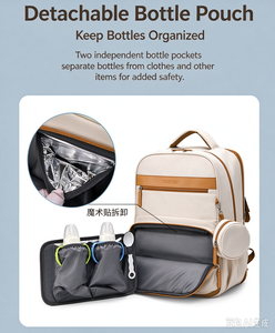 Foldable Baby <b>Bed</b> Diaper Backpack, Water Resistant Mommy Bag with Detachable Insulated Bottle <b>Pocket</b> - Product Image 2