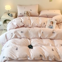 Literie d'été en soie de glace fraîche imprimée de luxe de haute qualité lavable en Machine ensemble de draps plats pour la maison chambre à coucher