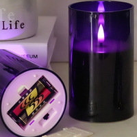 Bougies LED sans flamme à piles, couleur violette, avec télécommande et minuterie, pour la décoration de la maison et Halloween