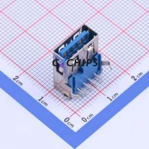 U-A-39DD-W-2 USB Connector Bent Lead Through Hole Connector Type-A USB 3.0 Female Right Angle Insert - Product Image 1