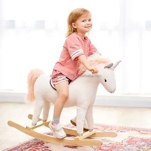 Asweets Rocking Horse Toy Plush Animal Ride On Wooden Unicorn Rocker For