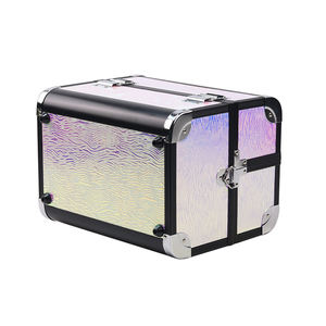 Maletín <span class=keywords><strong>de</strong></span> <span class=keywords><strong>maquillaje</strong></span> <span class=keywords><strong>de</strong></span> aluminio plateado <span class=keywords><strong>para</strong></span> mujer, estuche <span class=keywords><strong>de</strong></span> belleza <span class=keywords><strong>de</strong></span> almacenamiento brillante <span class=keywords><strong>para</strong></span> viaje profesional, gran oferta - Product Image 3