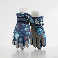 Gants de ski et de snowboard pour enfants, motif baleine sous-marine, imperméables, chauds, doublés de polaire, antidérapants sur toute la paume, pour garçons et filles de 4 à 12 ans