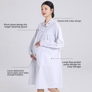 Tenues <span class=keywords><strong>de</strong></span> <span class=keywords><strong>travail</strong></span> <span class=keywords><strong>de</strong></span> maternité grande taille pour femmes, en sergé polyester/coton, manches courtes ou longues, blanc médecin, rose, été, hôpital - Product Image 1