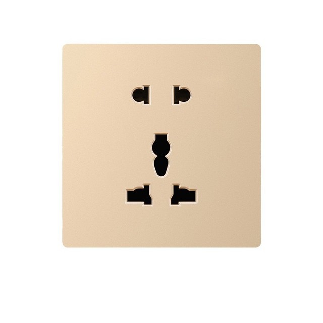 Hong Kong and Macau Universal Switch 146 British Socket Panel Champagne Gold Multifunctional 5-Pin 86-Type Single-Pole 13A 3-Pin