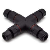 Connecteur étanche IP68 pour bande LED, 2 ou 3 pôles, en forme de X, à vis, 4 fils, avec presse-étoupe, pour connexion fil à fil
