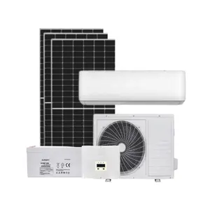 Ar condicionado híbrido off grid dc 48v split 2250w 3hp 24000 btu sistema de ar condicionado solar de 2 toneladas de refrigeração e aquecimento