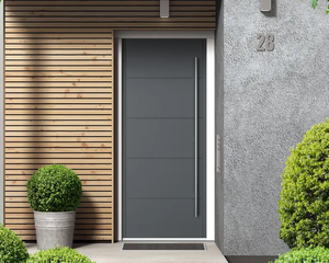 <span class=keywords><strong>Porte</strong></span> d'entrée moderne en bois massif, directement de l'usine, avec revêtement en aluminium pour maisons de luxe, Airbnb et projets d'appartements - Product Image 6