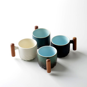 Tazze in Ceramica Raffinata con Manico in Legno, <span class=keywords><strong>Design</strong></span> Moderno per Caffè e Tè - Product Image 6