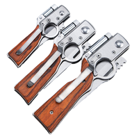 Couteau pliant multifonctionnel de haute qualité pour l'extérieur, avec LED, pour la défense personnelle, le camping, manche en bois, personnalisable OEM, couteau pliable DIY