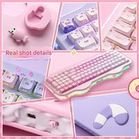 Cute MAO-Profile Lime/Strawberry/Grape Mousse Cake Keycaps Tri-mode Wireless (BT/2.4GHz/Wired) Custom Mechanical Keyboard