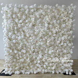 O-FW708 Parete di <span class=keywords><strong>Fiori</strong></span> di Rose Bianche all'Ingrosso, Sfondo per Feste e Matrimoni, <span class=keywords><strong>Tenda</strong></span> di <span class=keywords><strong>Fiori</strong></span> Artificiali 5D 8x8 Piedi - Product Image 1