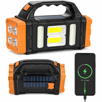 Lampe torche LED d'extérieur à double source lumineuse COB, alimentée par énergie solaire, avec fonction de recherche et économie d'énergie