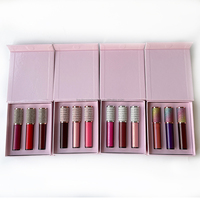 Boîte rigide magnétique en carton rose vide pour emballage de rouge à lèvres avec gaufrage et revêtement UV, taille personnalisable, emballage d'expédition assemblé
