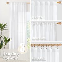 Rideaux classiques en polyester blanc toutes saisons, longueur 2 panneaux, pour salon, voilages semi-transparents filtrant la lumière, avec passe-tringle