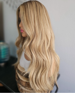 Venta al por mayor de <span class=keywords><strong>cabello</strong></span> virgen <span class=keywords><strong>balayage</strong></span> <span class=keywords><strong>rubio</strong></span> cálido con reflejos, calidad 12A, largo, para pelucas con encaje americano HD transparente sin pegamento - Product Image 2