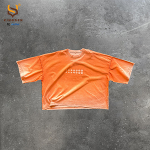 Custom Oversized <b>TShirt</b> High Quality Cotton Heavyweight Streetwear Acid Wash Tee Short Sleeves Baggy Cropped Boxy T Shirt Men - Product Image 4