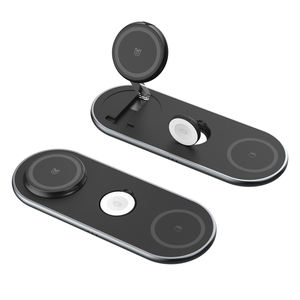 Soporte de cargador inalámbrico magnético 2025 al por mayor 3 en 1 estación de carga de teléfono rápida con soporte de teléfono para <span class=keywords><strong>iPhone</strong></span> Samsung - Product Image 1
