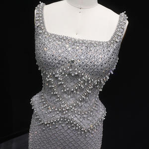 Abito <span class=keywords><strong>da</strong></span> Sera Lusso Grigio Dritto Stile Dubai con Spalline per <span class=keywords><strong>Donna</strong></span> Arabo <span class=keywords><strong>Abiti</strong></span> <span class=keywords><strong>da</strong></span> <span class=keywords><strong>Cerimonia</strong></span> Nuziale Formale Lsz631 - Product Image 5