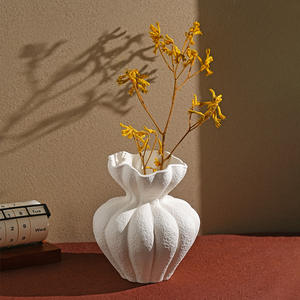 D216 haut de gamme blanc <span class=keywords><strong>Vase</strong></span> en céramique Wabi-Sabi inspiré rétro artistique fleur navire pour salon table décor à la maison - Product Image 1