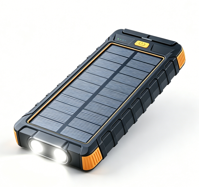 Solar Power Bank Built-in Compass Rugged Waterproof Dustproof Portable Wireless Charging Power Bank for Outdoor Travel Hiking