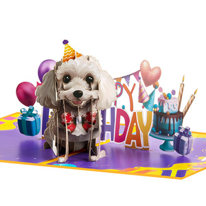 Pop up <span class=keywords><strong>carte</strong></span> d'anniversaire 3D fait à la main <span class=keywords><strong>joyeux</strong></span> anniversaire impression personnalisée <span class=keywords><strong>carte</strong></span> de voeux série de chien de compagnie pour enfants fils fille <span class=keywords><strong>amoureux</strong></span> - Product Image 2